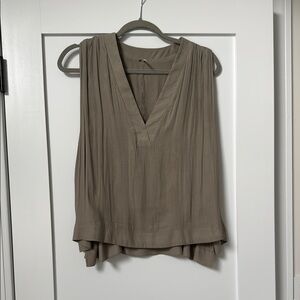 Free People Deep V-Neck Olive Green Sleeveless Top